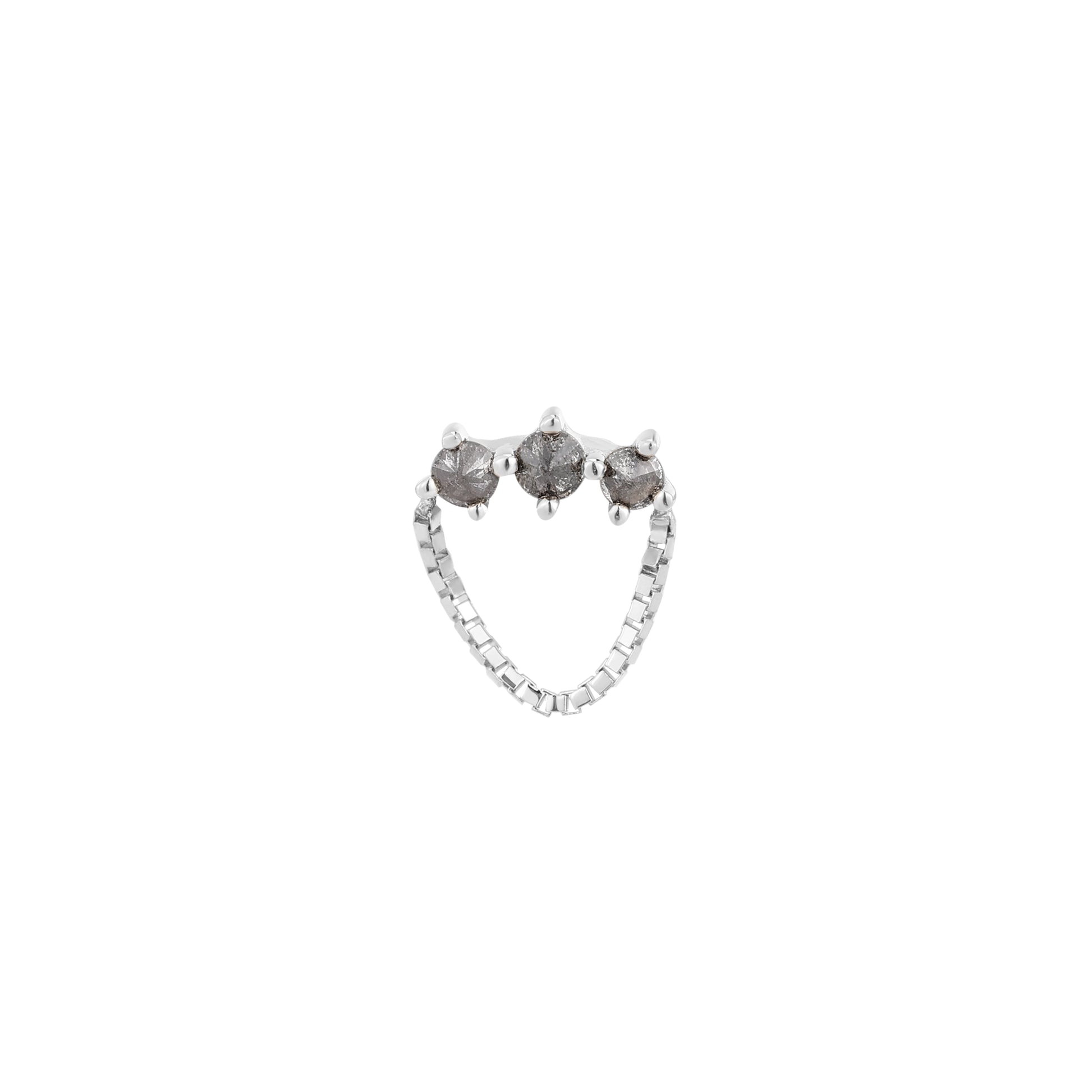 Halston Threadless End with Reverse Set Grey Diamond Threadless Ends Buddha Jewelry 14k White Gold