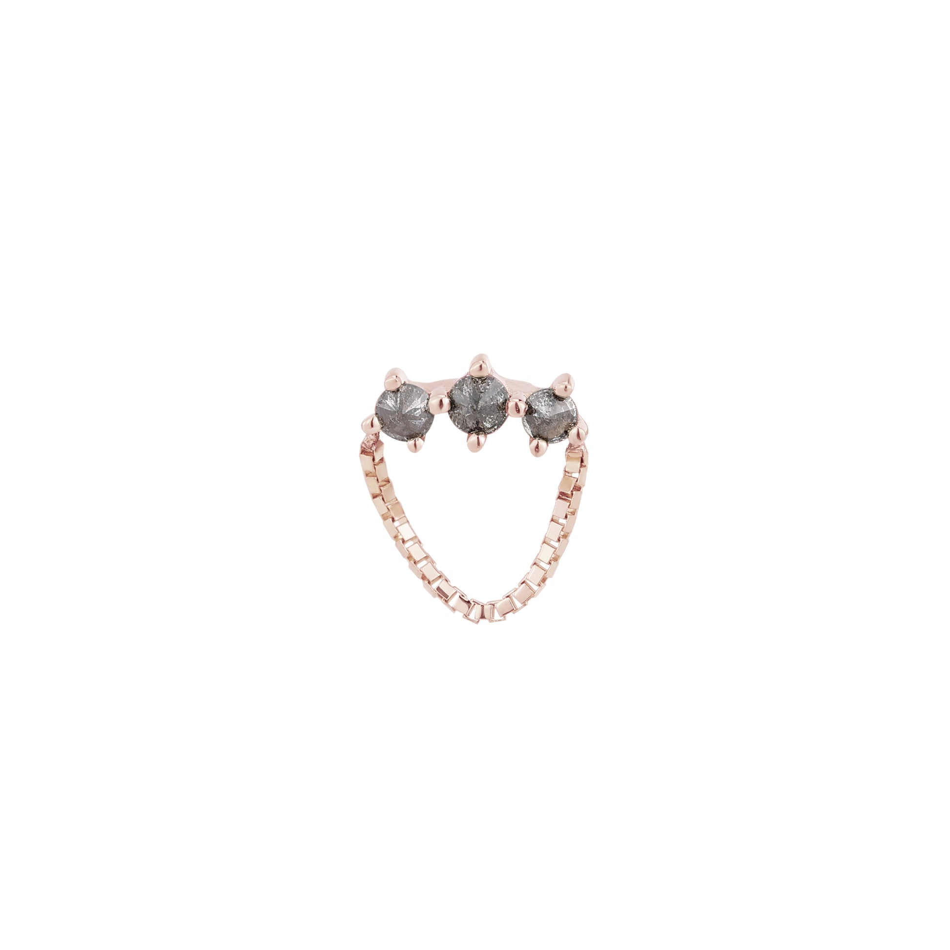 Halston Threadless End with Reverse Set Grey Diamond Threadless Ends Buddha Jewelry 14k Rose Gold