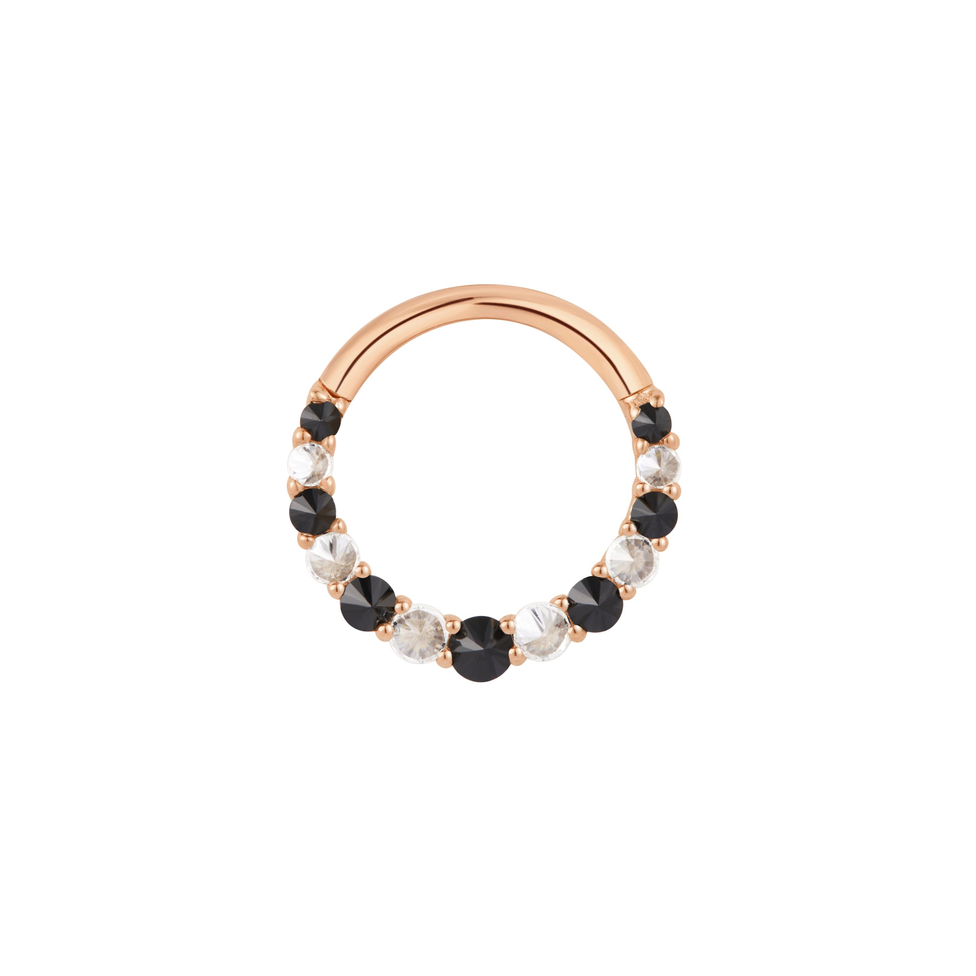 Eclipse Clicker with Reverse Set Black Spinel Clickers Buddha Jewelry 14k Rose Gold 16g 5/16" (8mm)