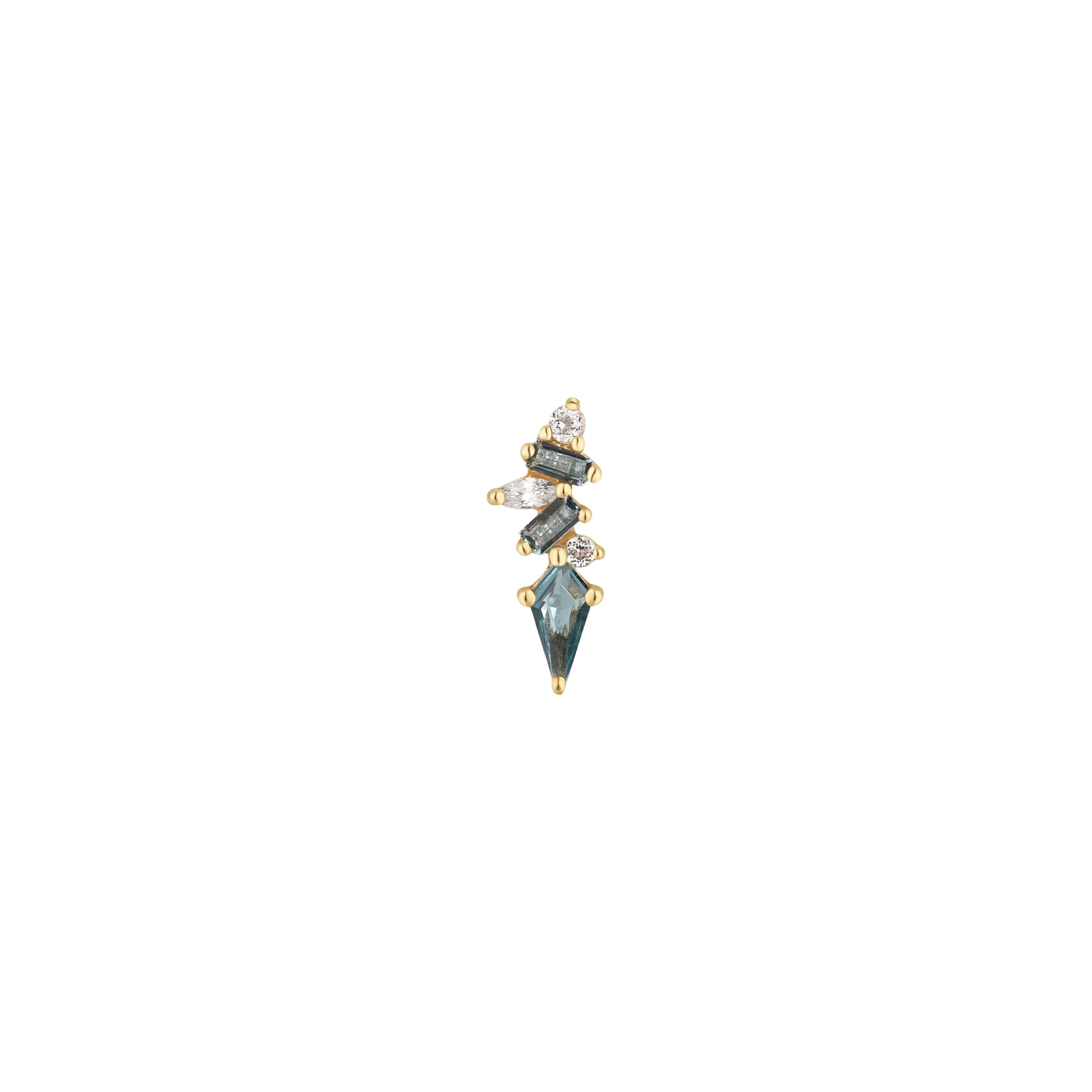 Mixt Threadless End with London Blue Topaz Threadless Ends Buddha Jewelry 14k Yellow Gold