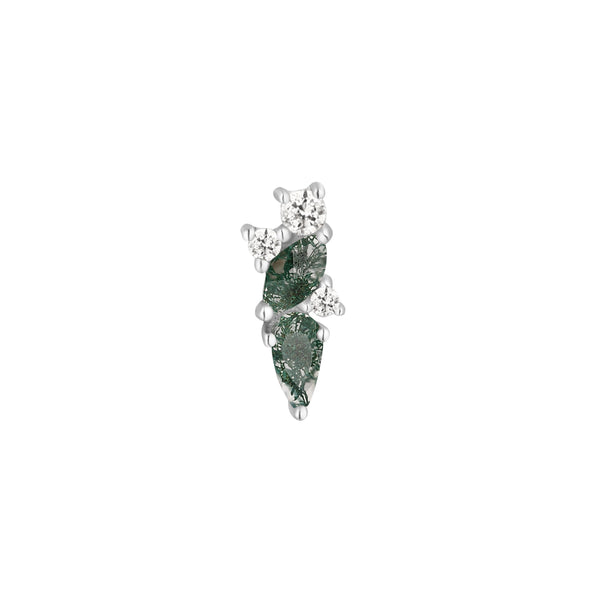 Visionary Threadless End with Moss Agate Threadless Ends Buddha Jewelry 14k White Gold