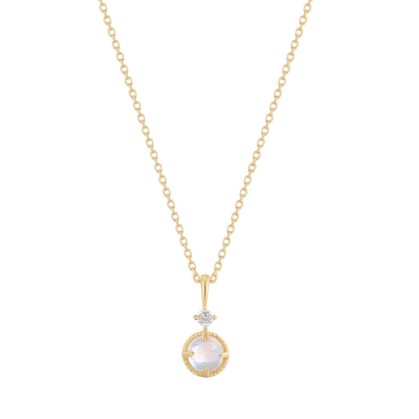 RION x Buddha Jewelry Manifest Necklace with Rainbow Moonstone Necklaces RION x Buddha Jewelry 14k Yellow Gold