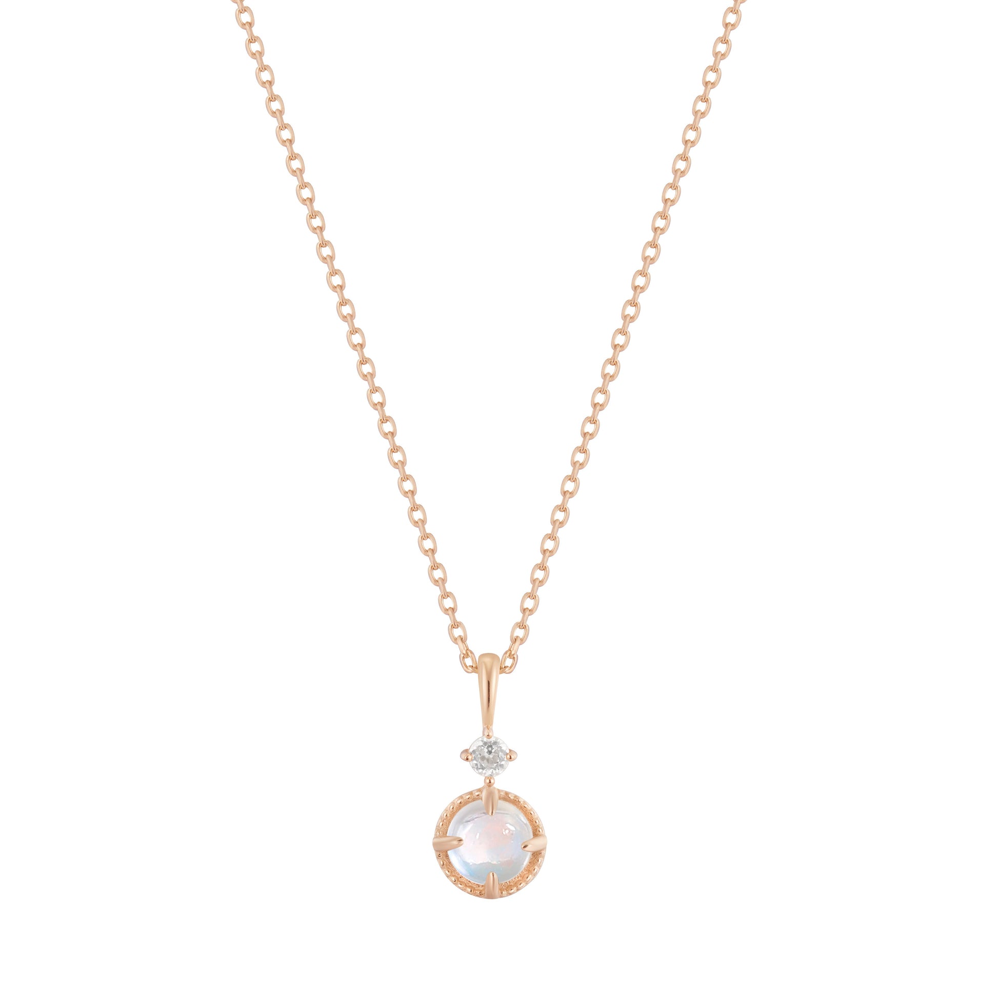 RION x Buddha Jewelry Manifest Necklace with Rainbow Moonstone Necklaces RION x Buddha Jewelry 14k Rose Gold