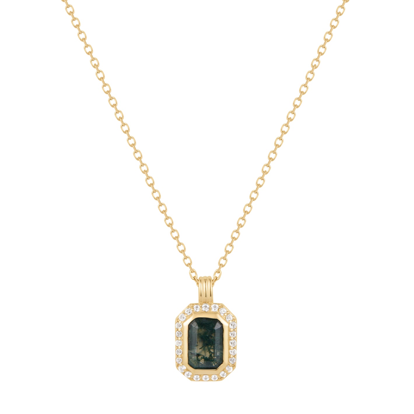 RION x Buddha Jewelry Discovery Necklace with Moss Agate Necklaces RION x Buddha Jewelry 14k Yellow Gold