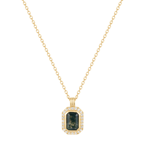 RION x Buddha Jewelry Discovery Necklace with Moss Agate Necklaces RION x Buddha Jewelry 14k Yellow Gold