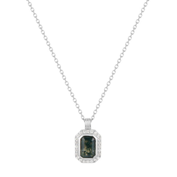 RION x Buddha Jewelry Discovery Necklace with Moss Agate Necklaces RION x Buddha Jewelry 14k White Gold