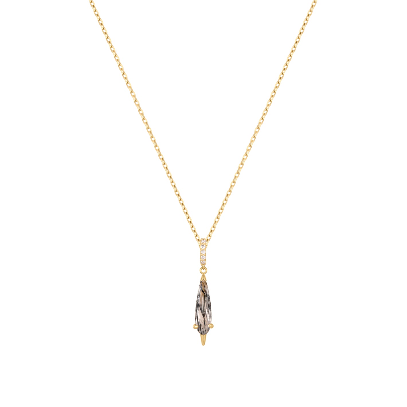 RION x Buddha Jewelry Access Necklace with Tourmalinated Quartz Necklaces RION x Buddha Jewelry 14k Yellow Gold