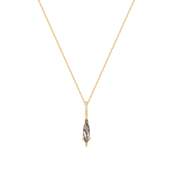 RION x Buddha Jewelry Access Necklace with Tourmalinated Quartz Necklaces RION x Buddha Jewelry 14k Yellow Gold