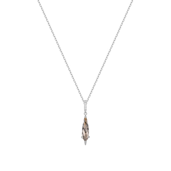 RION x Buddha Jewelry Access Necklace with Tourmalinated Quartz Necklaces RION x Buddha Jewelry 14k White Gold