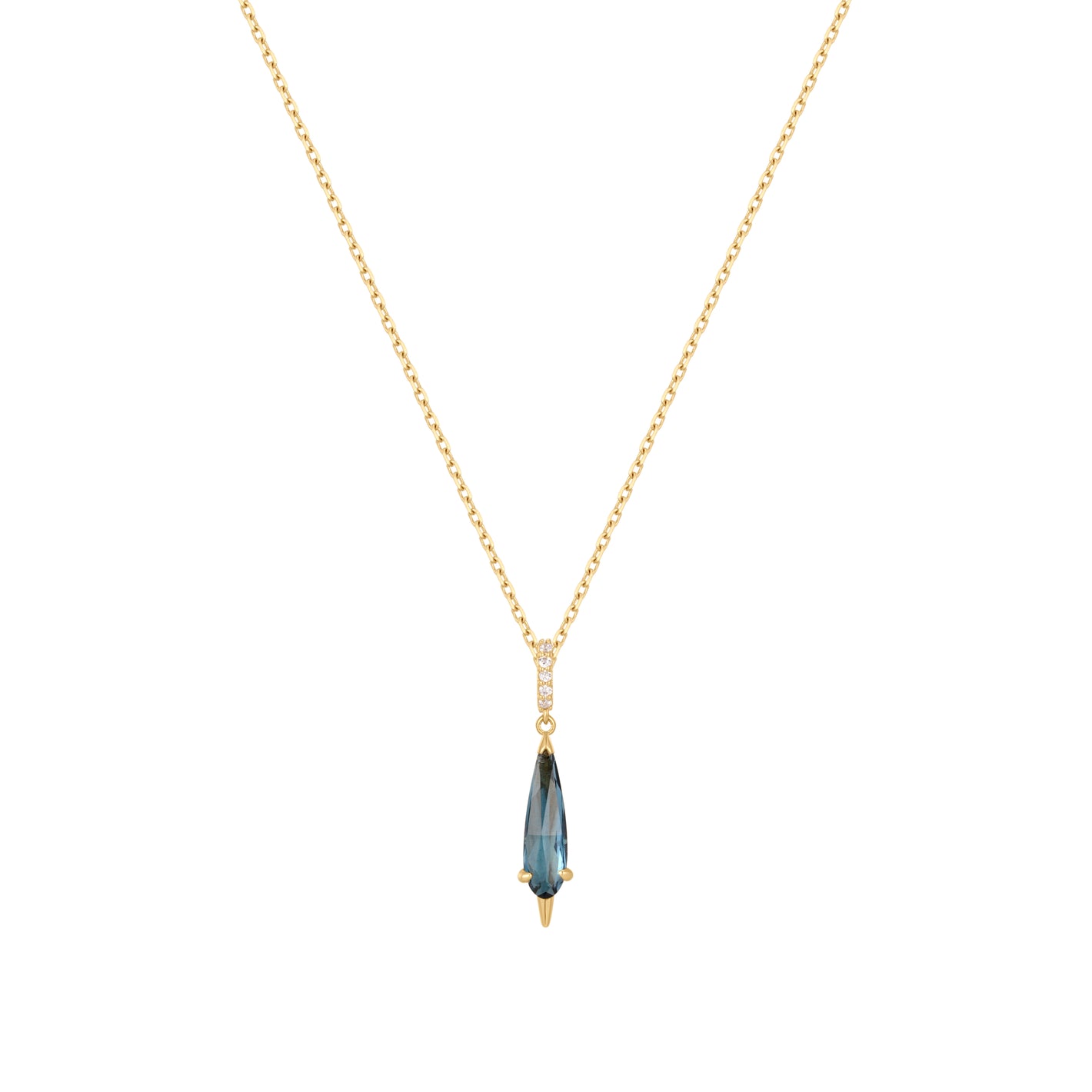 RION x Buddha Jewelry Access Necklace with London Blue Topaz Necklaces RION x Buddha Jewelry 14k Yellow Gold