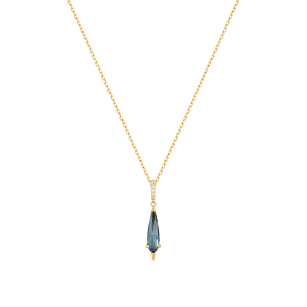 RION x Buddha Jewelry Access Necklace with London Blue Topaz Necklaces RION x Buddha Jewelry 14k Yellow Gold