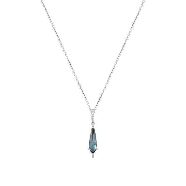 RION x Buddha Jewelry Access Necklace with London Blue Topaz Necklaces RION x Buddha Jewelry 14k White Gold