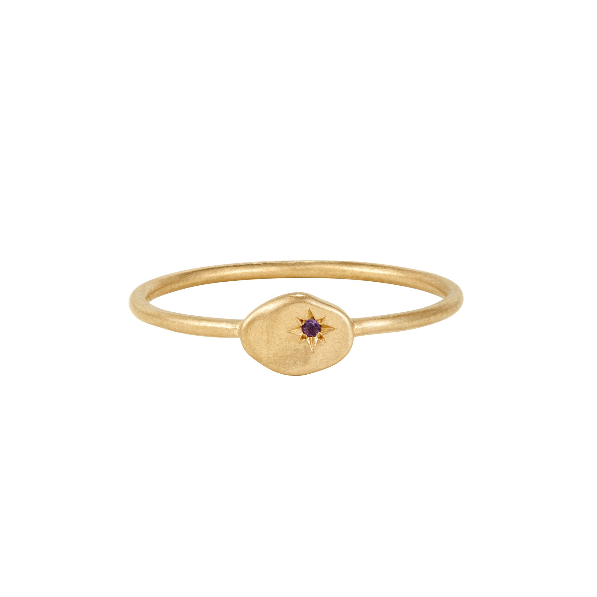 RION x Buddha Jewelry North Star Finger Ring with Amethyst Finger Rings RION x Buddha Jewelry 14k Yellow Gold