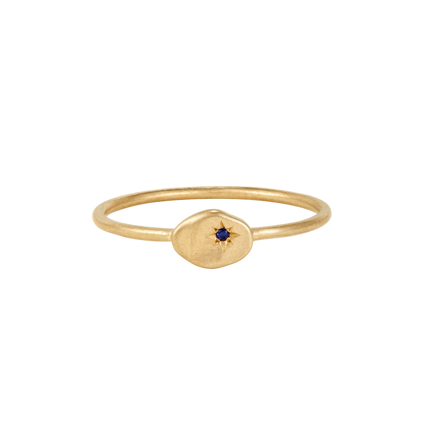 RION x Buddha Jewelry North Star Finger Ring with Blue Sapphire Finger Rings RION x Buddha Jewelry 14k Yellow Gold