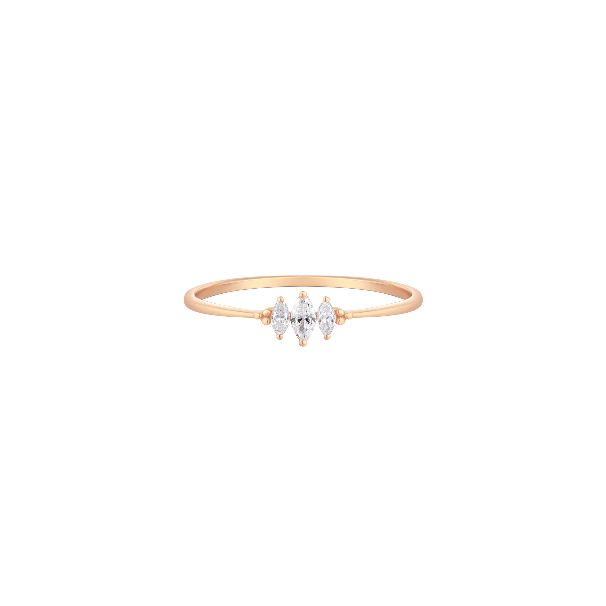 RION x Buddha Jewelry Zuri Trois Finger Ring with Diamond Finger Rings RION x Buddha Jewelry 14k Rose Gold