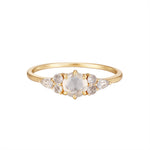 RION x Buddha Jewelry Offering Finger Ring with White Sapphire Finger Rings RION x Buddha Jewelry 14k Yellow Gold