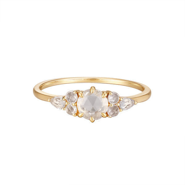 RION x Buddha Jewelry Offering Finger Ring with White Sapphire Finger Rings RION x Buddha Jewelry 14k Yellow Gold