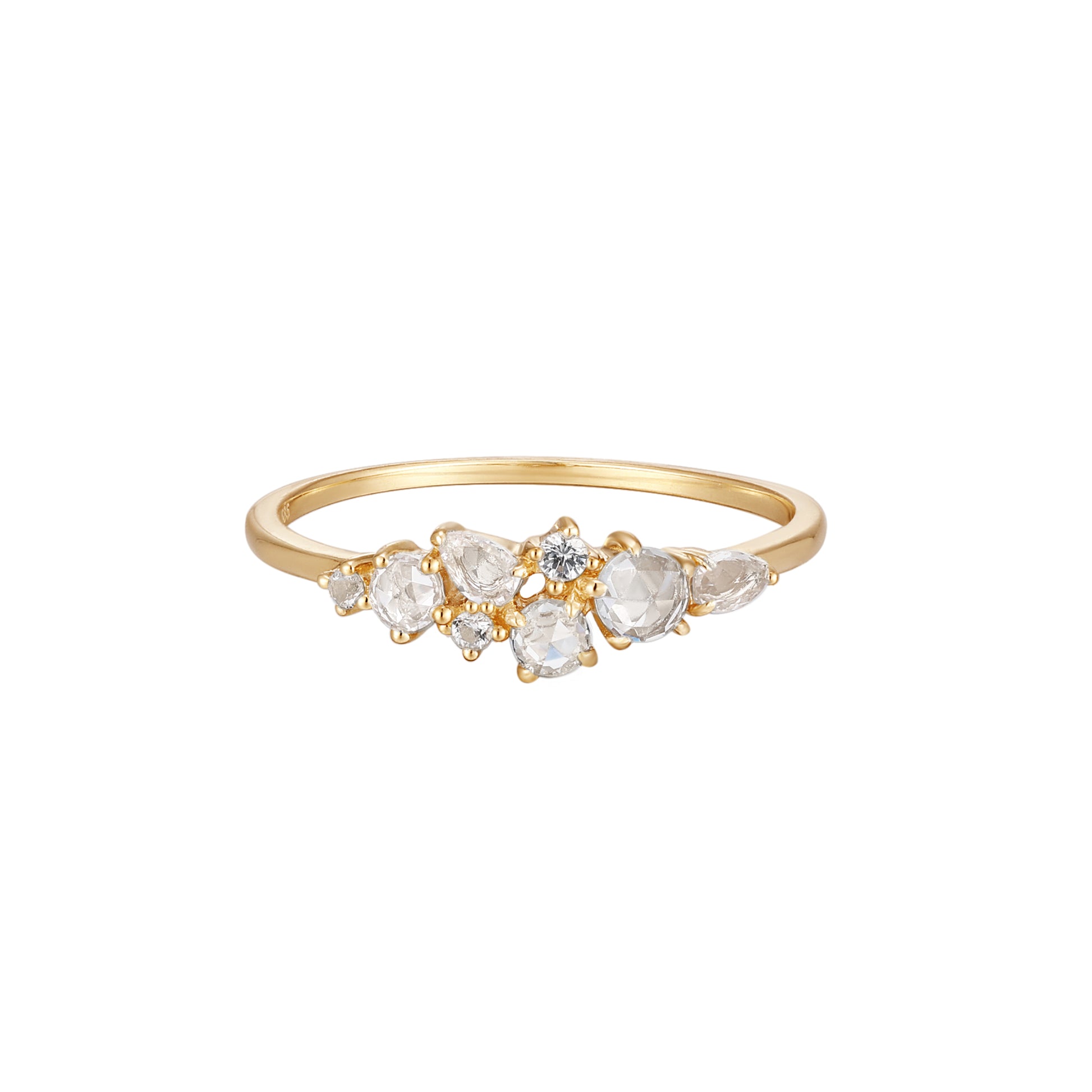 RION x Buddha Jewelry Collection Finger Ring with White Sapphire Finger Rings RION x Buddha Jewelry 14k Yellow Gold