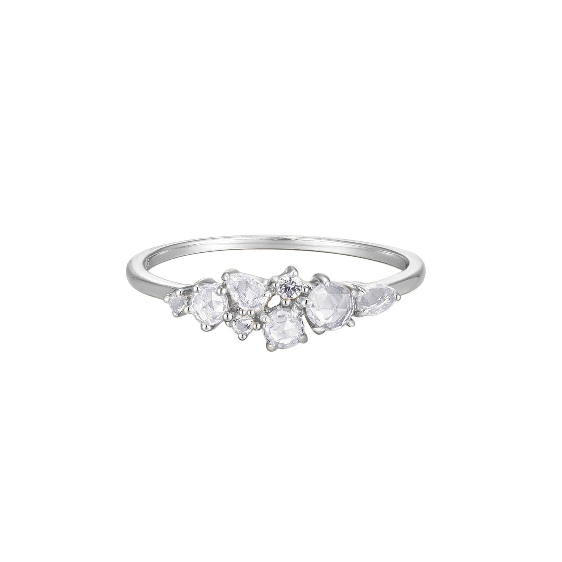 RION x Buddha Jewelry Collection Finger Ring with White Sapphire Finger Rings RION x Buddha Jewelry 14k White Gold