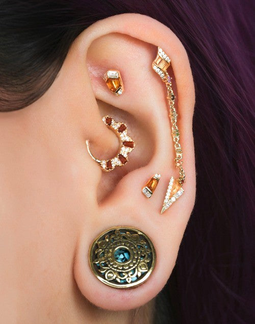 Saboteur Threadless End with Orange Garnet Threadless Ends Buddha Jewelry