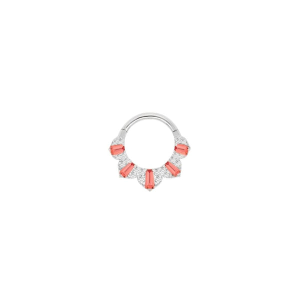 Gilty Pleasure Clicker with Garnet + Diamond Clickers Buddha Jewelry 14k White Gold 16g 5/16" (8mm)
