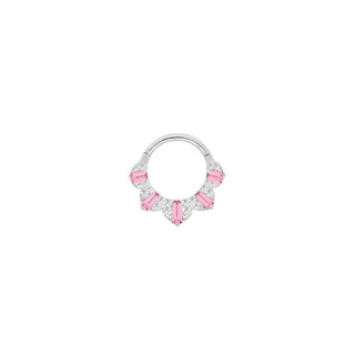 Gilty Pleasure - Pink Tourmaline + Diamond - Clicker Clickers Buddha Jewelry White Gold 16g 5/16"