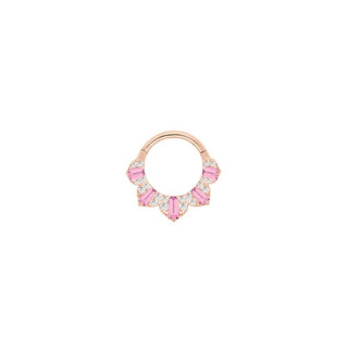 Gilty Pleasure - Pink Tourmaline + Diamond - Clicker Clickers Buddha Jewelry Rose Gold 16g 5/16"