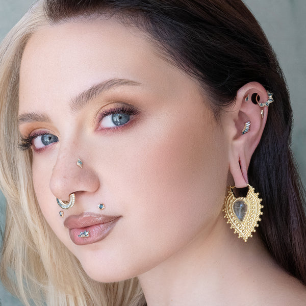 Nostalgia Gold Plated Earrings with Labradorite