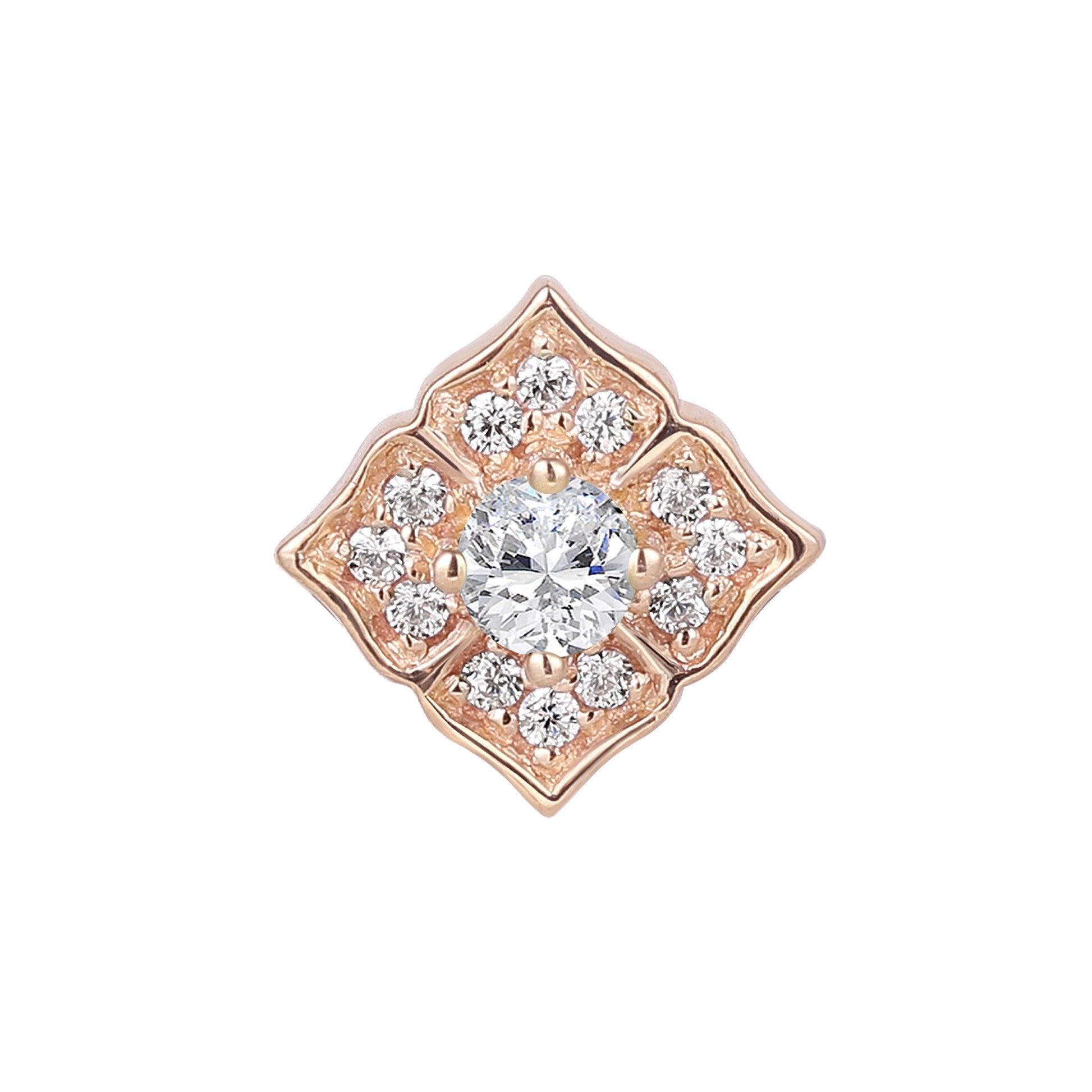 Grace Threadless End with CZ Threadless Ends Buddha Jewelry 14k Rose Gold