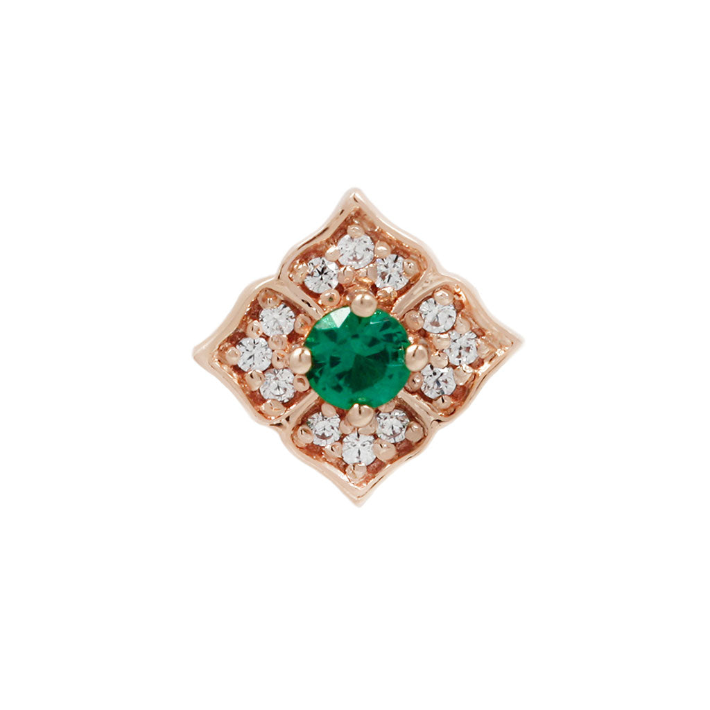 Grace Threadless End with Green Spinel Threadless Ends Buddha Jewelry 14k Rose Gold