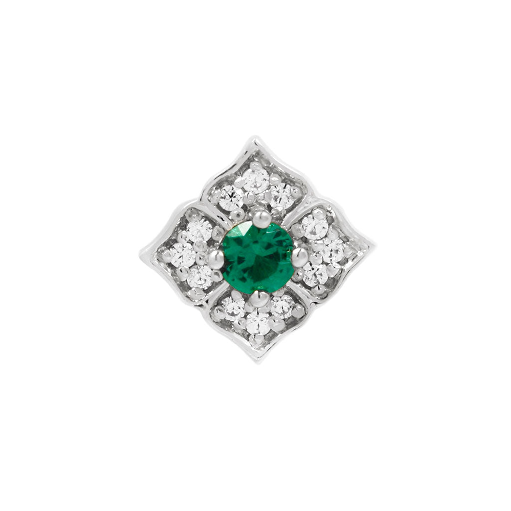 Grace Threadless End with Green Spinel Threadless Ends Buddha Jewelry 14k White Gold
