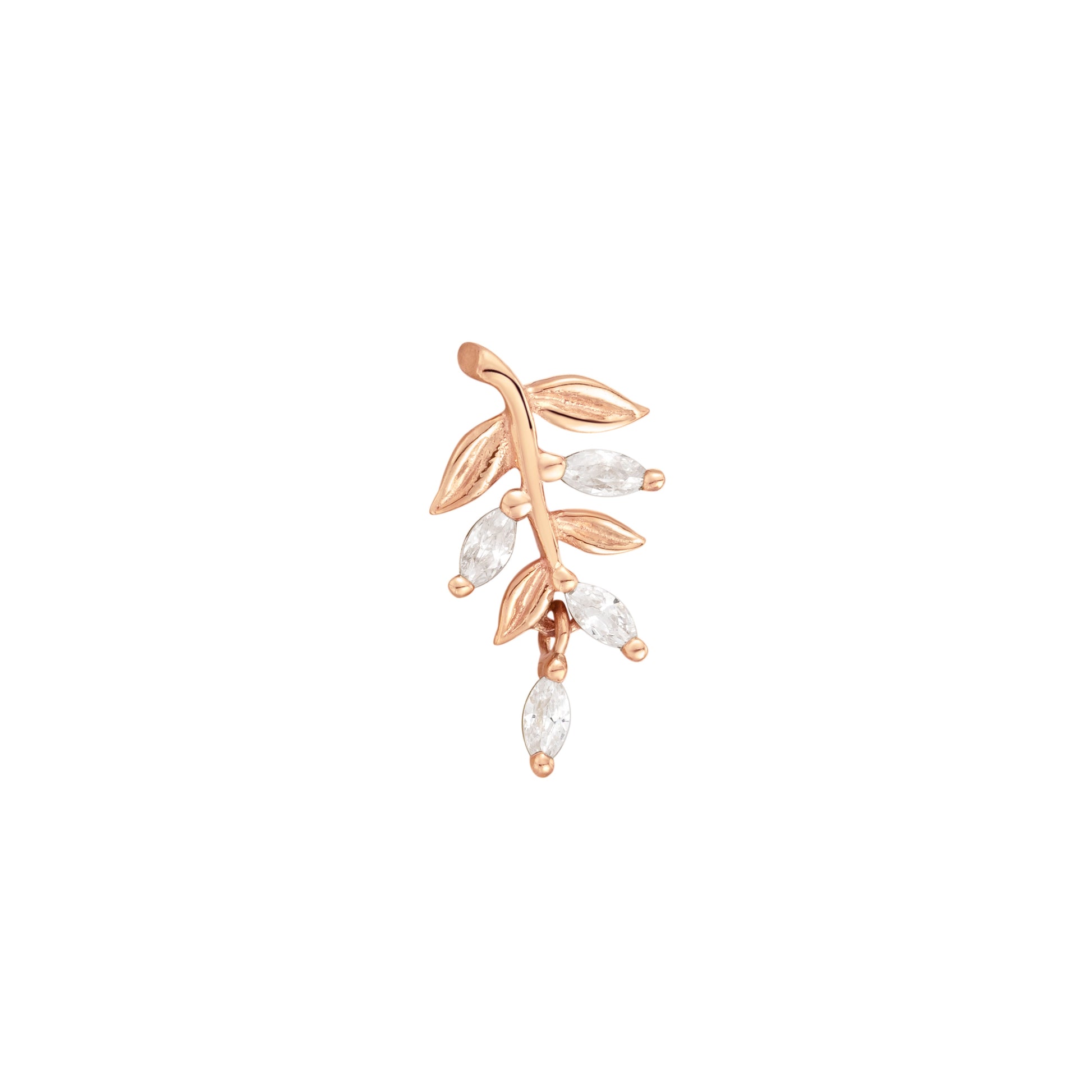 Growth Threadless End with CZ Threadless Ends Buddha Jewelry 14k Rose Gold
