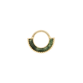 Harmonic Clicker with Moss Agate Clickers Buddha Jewelry Yellow Gold