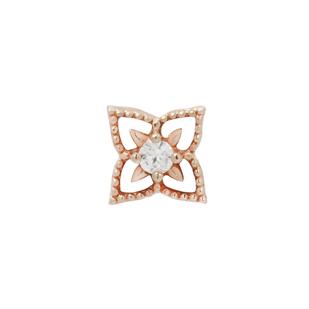 Honor Threadless End with CZ Threadless Ends Buddha Jewelry 14k Rose Gold
