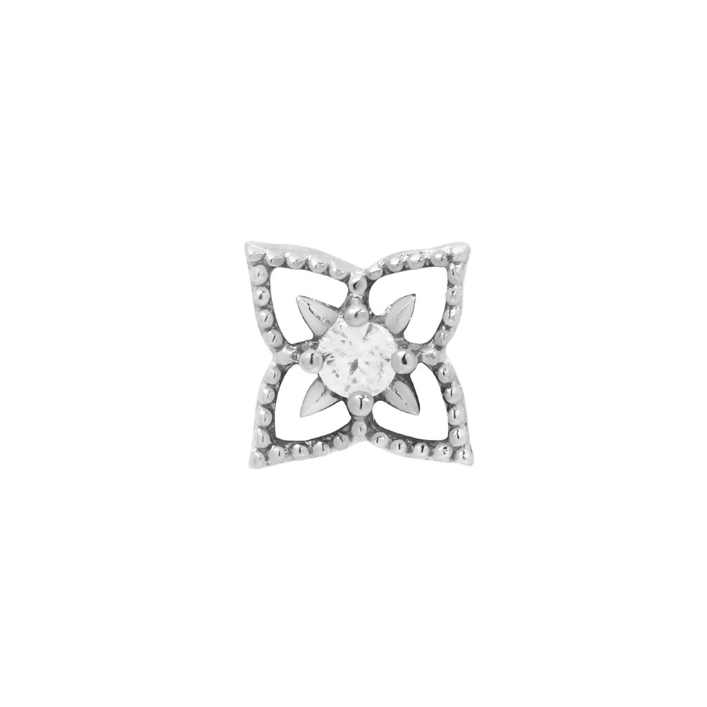 Honor Threadless End with CZ Threadless Ends Buddha Jewelry 14k White Gold