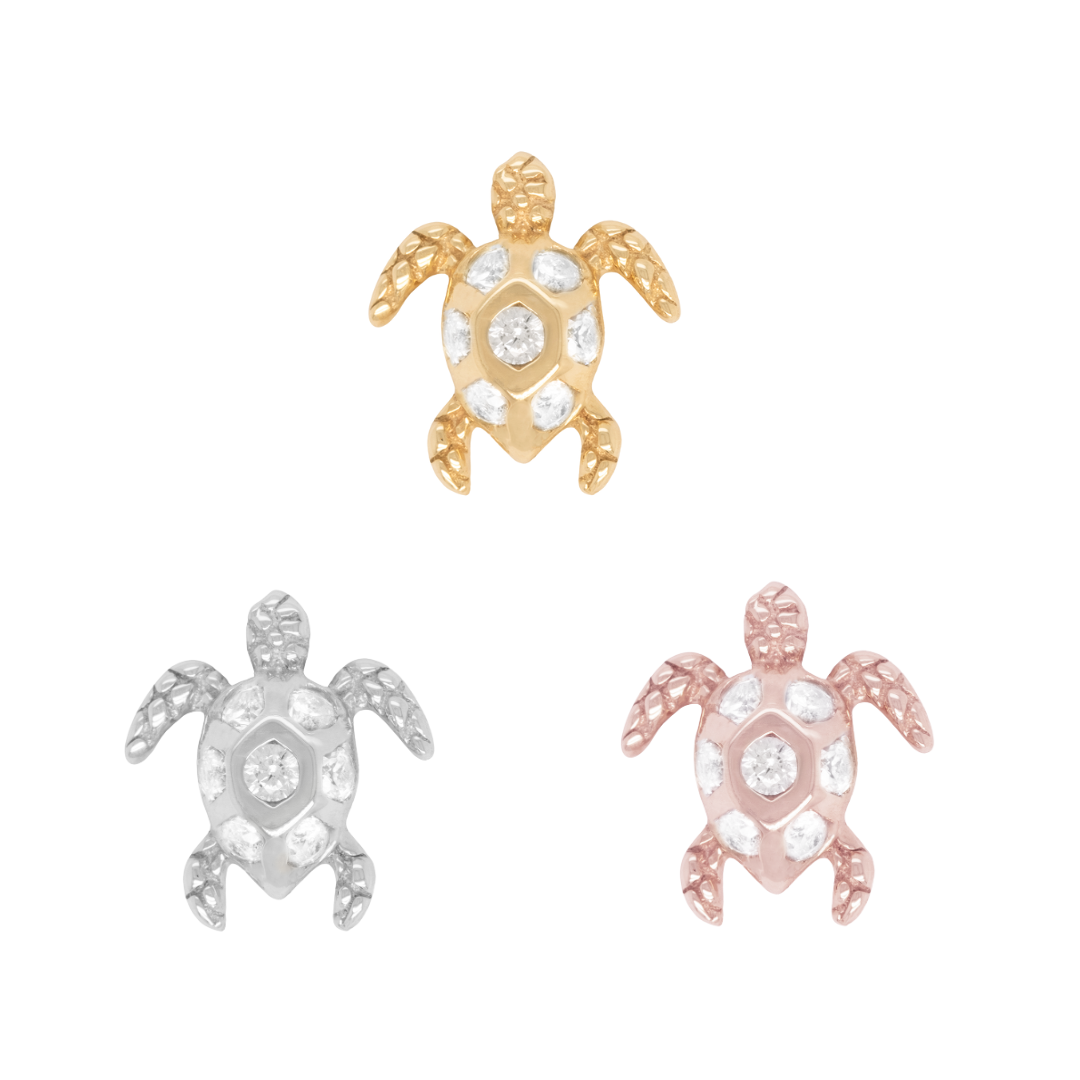 Honu Threadless End with White Sapphire Threadless Ends Buddha Jewelry