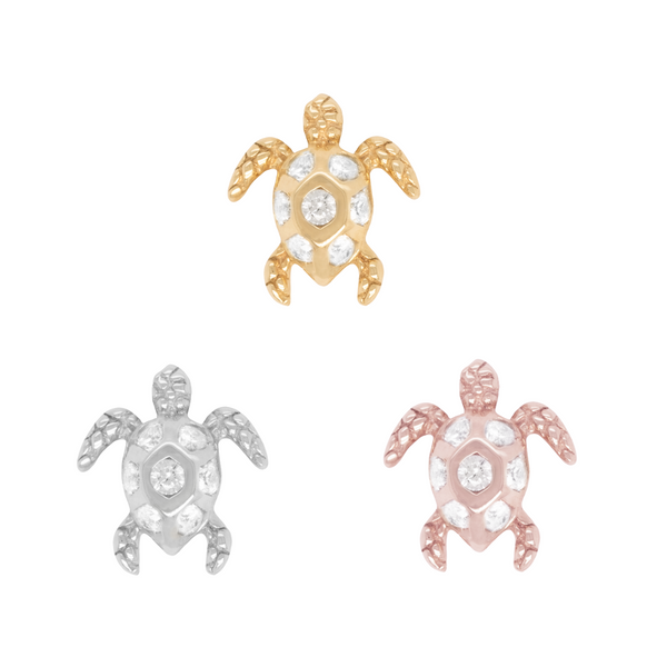 Honu Threadless End with White Sapphire Threadless Ends Buddha Jewelry