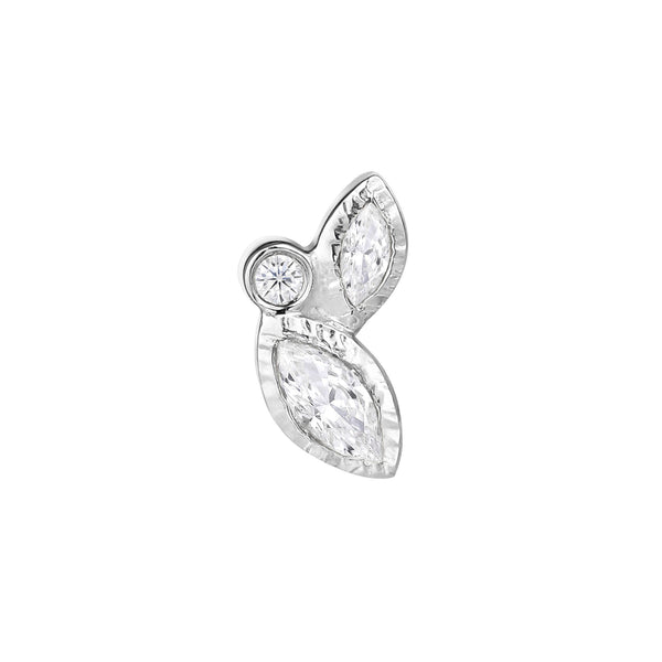 Impulse Threadless End with CZ Threadless Ends Buddha Jewelry 14k White Gold