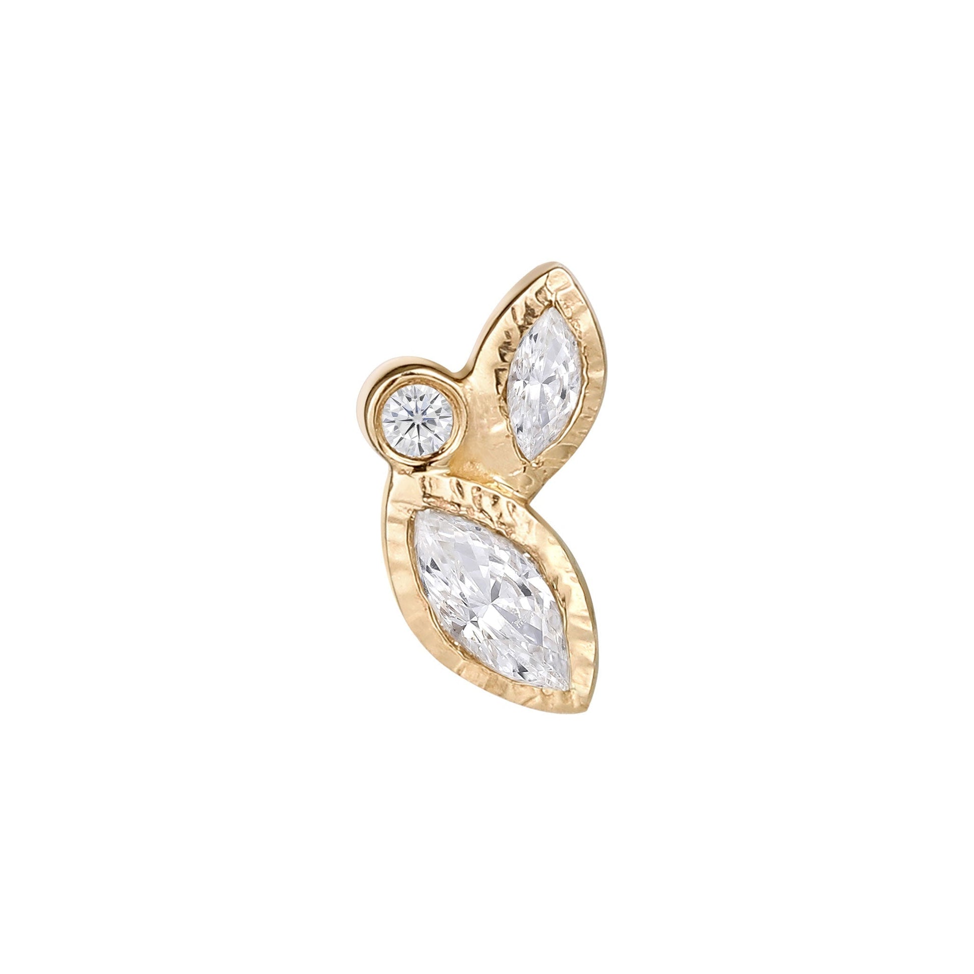 Impulse Threadless End with CZ Threadless Ends Buddha Jewelry 14k Yellow Gold