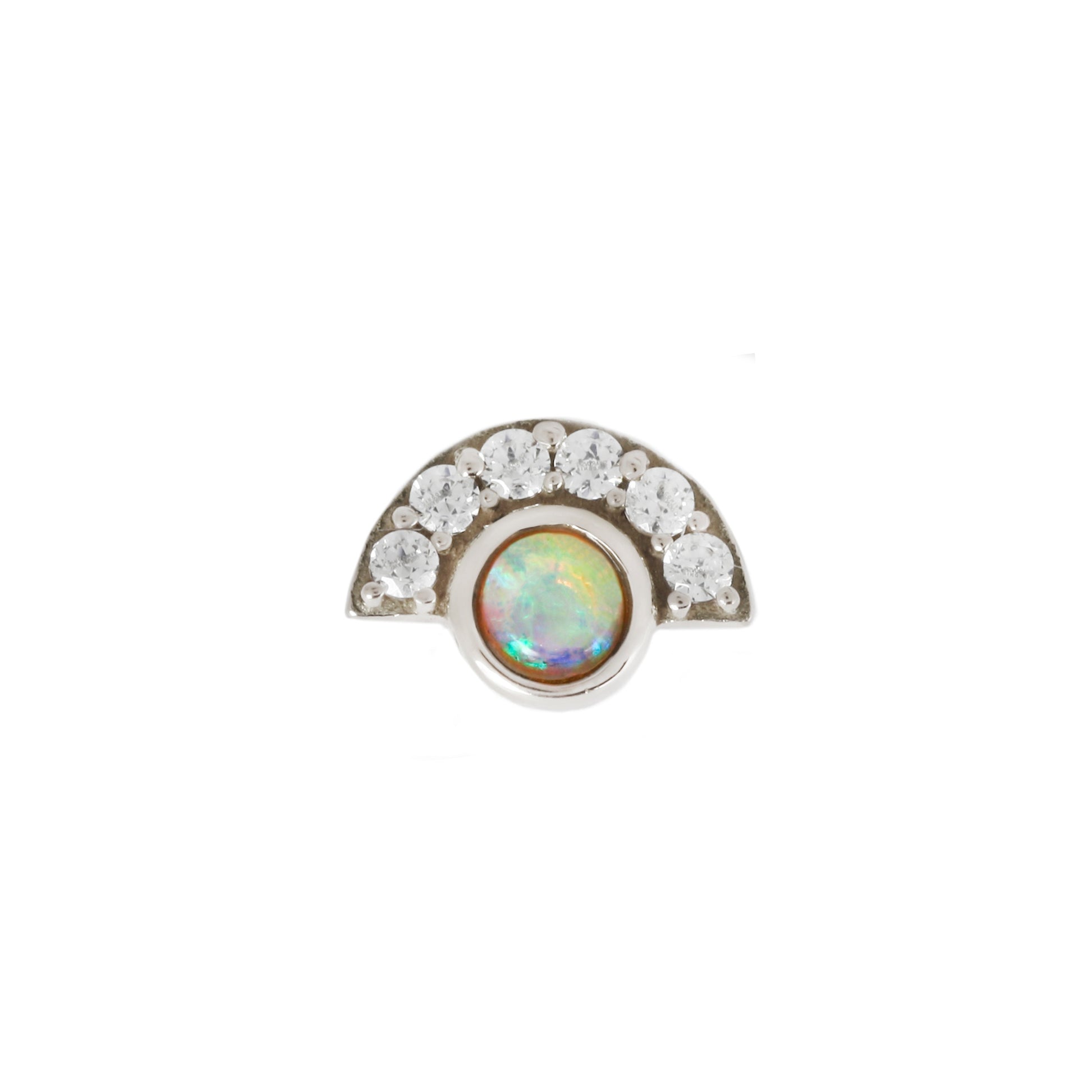 Kahlo Threadless End with Opal Threadless Ends Buddha Jewelry 14k White Gold