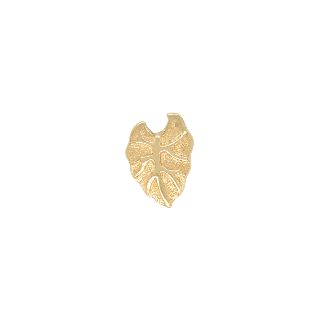 Kalo Leaf Threadless End Threadless Ends Buddha Jewelry Yellow Gold