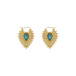 Nostalgia Gold Plated Earrings with Labradorite Metal Hanging Earrings Buddha Jewelry