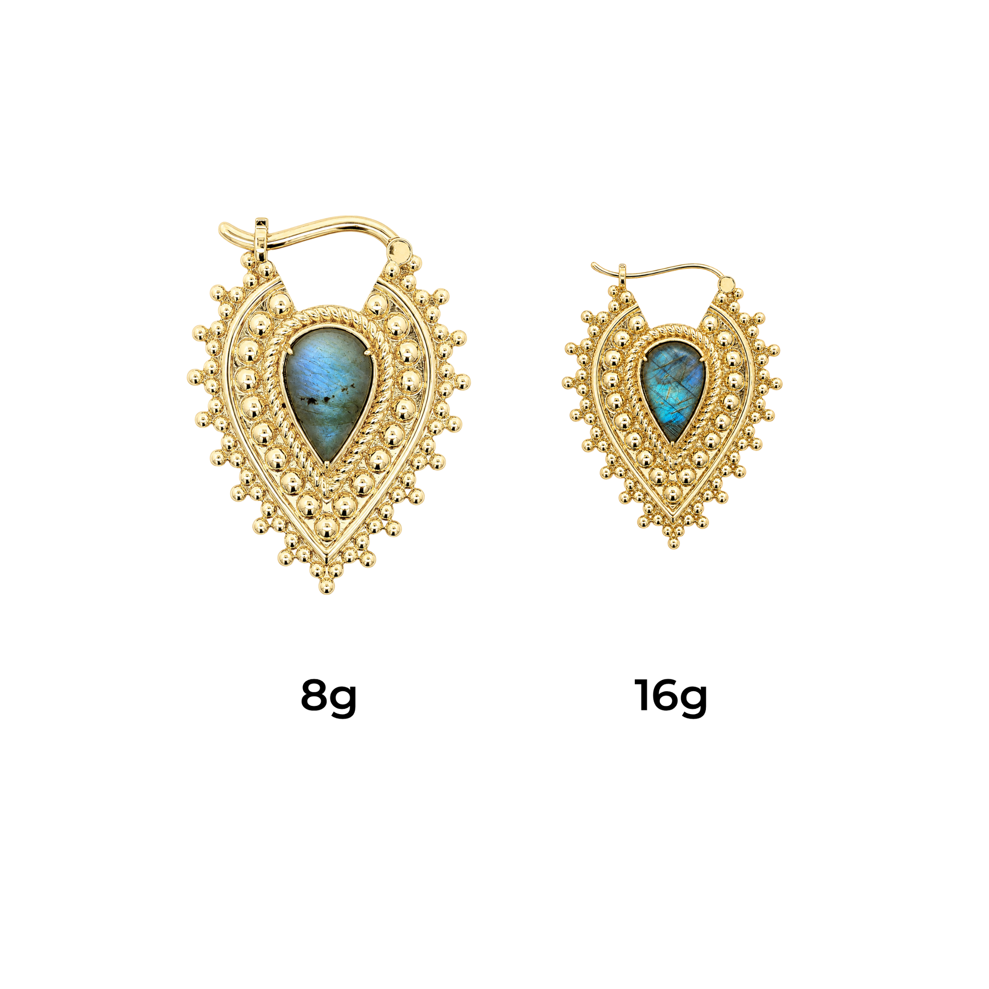 Nostalgia Gold Plated Earrings with Labradorite Metal Hanging Earrings Buddha Jewelry