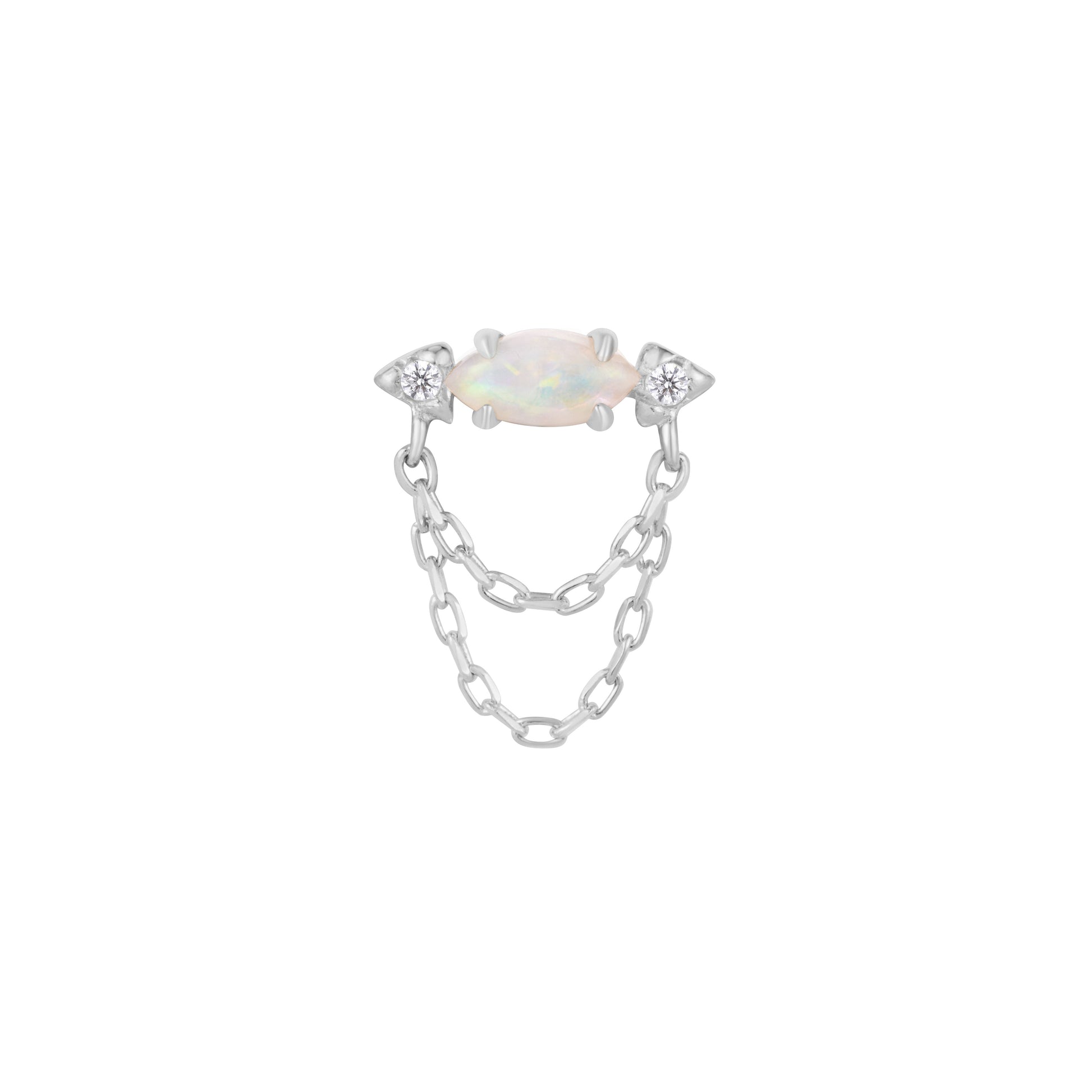 Limitless Threadless End with Opal Threadless Ends Buddha Jewelry 14k White Gold