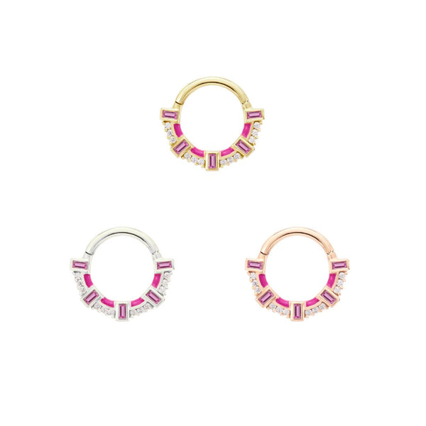 Lola Clicker with Pink Sapphire + Enamel Clickers Buddha Jewelry