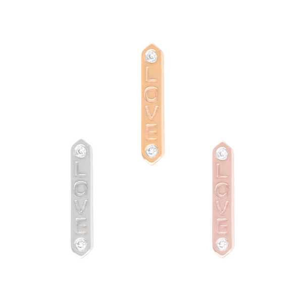 "LOVE" Threadless End with Diamond Threadless Ends Buddha Jewelry