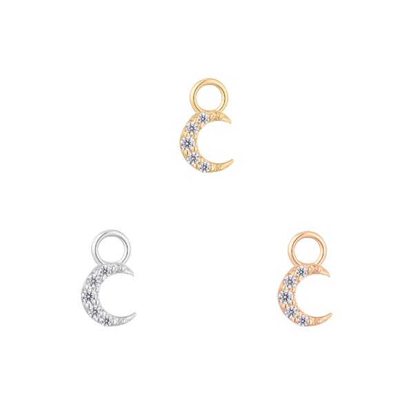 Lunette Charm with CZ Charms Buddha Jewelry