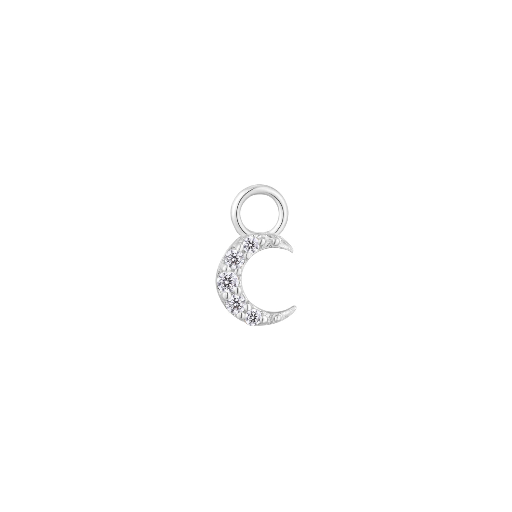 Lunette Charm with CZ Charms Buddha Jewelry 14k White Gold