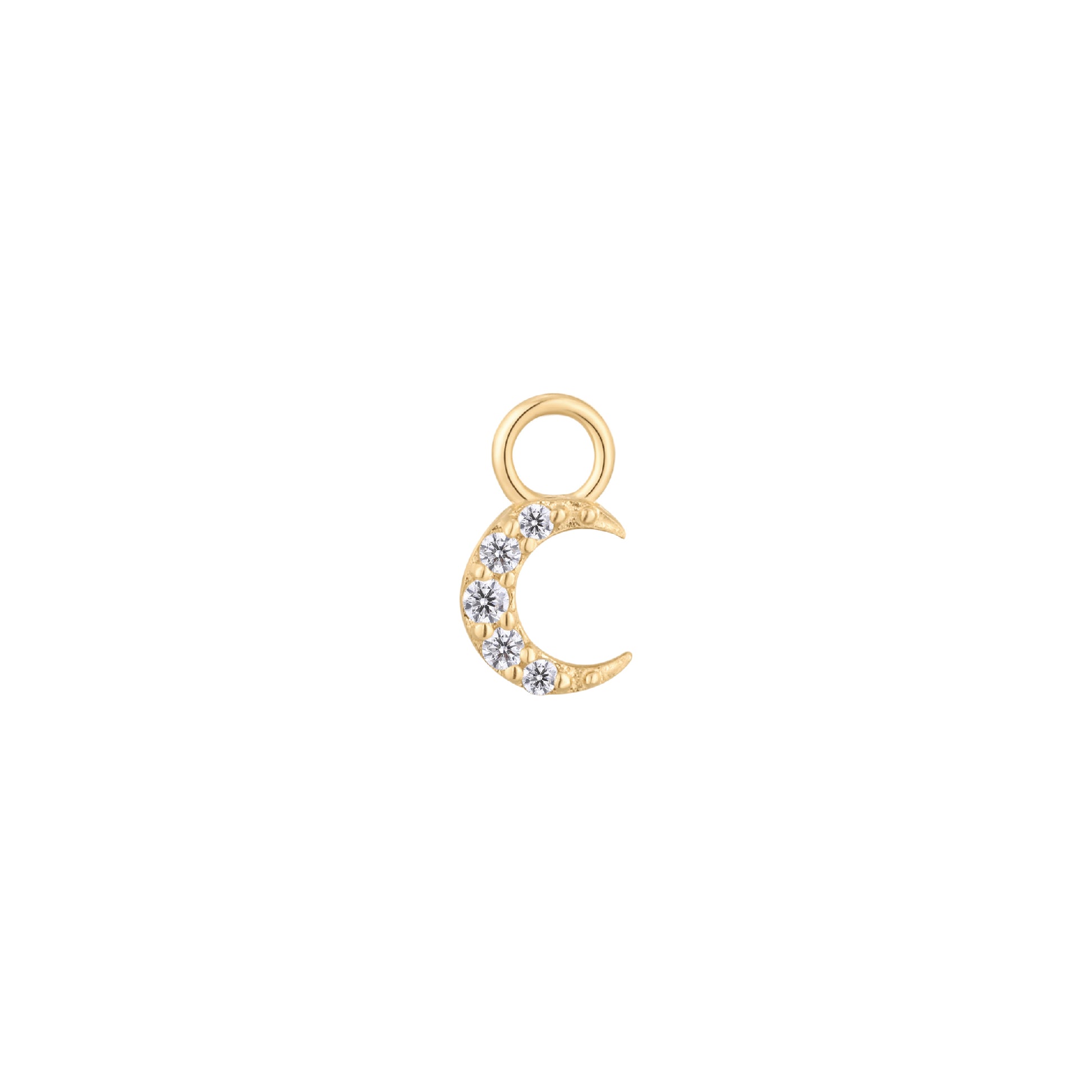 Lunette Charm with CZ Charms Buddha Jewelry 14k Yellow Gold