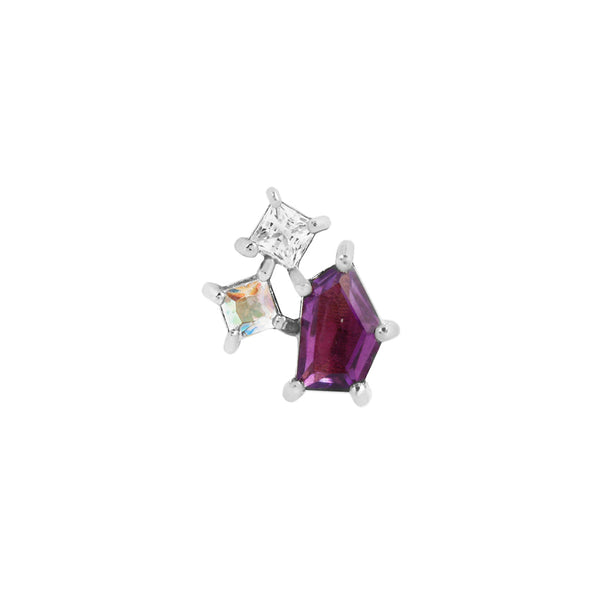 Lyra Threadless End with Amethyst + Mercury Mist Topaz Threadless Ends Buddha Jewelry 14k White Gold